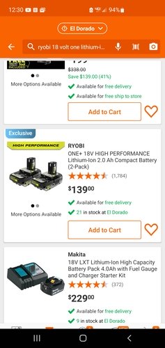 Ryobi 2Ah High performance battery 2 pack 