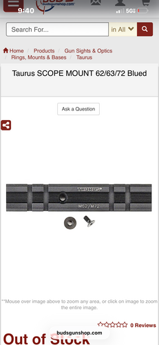 Taurus M62/M72 scope mount