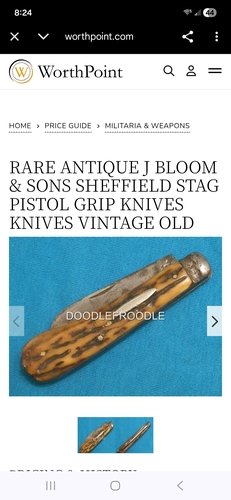RARE KNIFE J Blooms and Sons Sheffield pistol grip