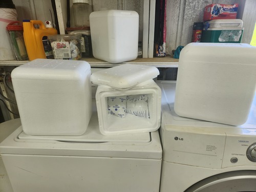 Styrofoam cooler and ice packs