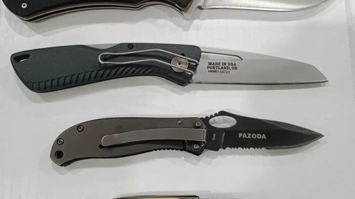 Folding knives - gerber liner lock, browning liner lock, ckrt back lock, richards lampost mounties