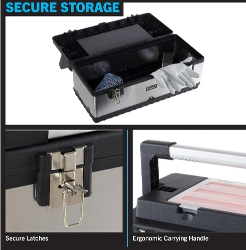 New Stalwart Portable Tool Box with Small Parts Organizer and Removable Tray, Stalwart Portable Tool