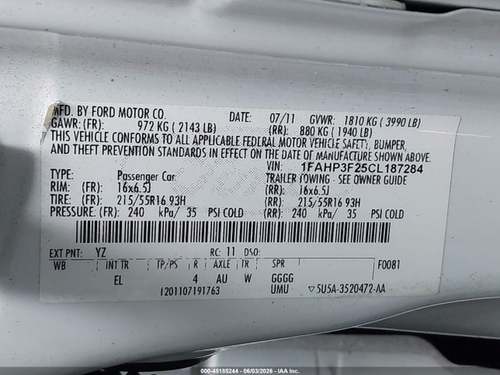 2012 FORD FOCUS SE SEDAN