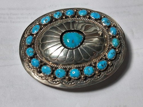 Man's Blue Jay Turquoise,  Belt Buckle Circa 1960s  