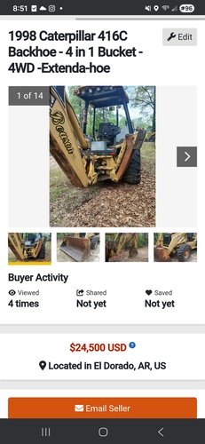 Cat 416c backhoe 4WD with Extenda hoe $24,500