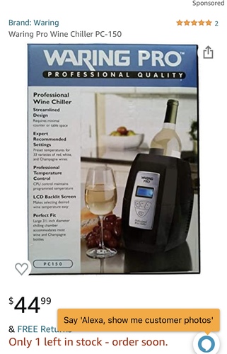 Waring Professional Quality Wine Chiller PC150 (NEW IN BOX)