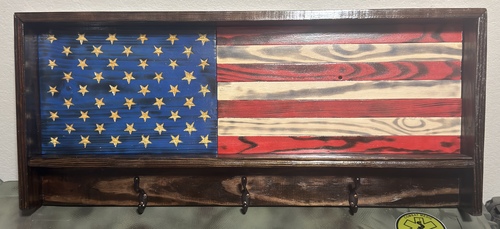 Rustic American Flag Coat Rack