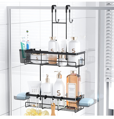 Over the Door Shower Caddy Hanging: Black Rustproof Shower Organizer over the Door 